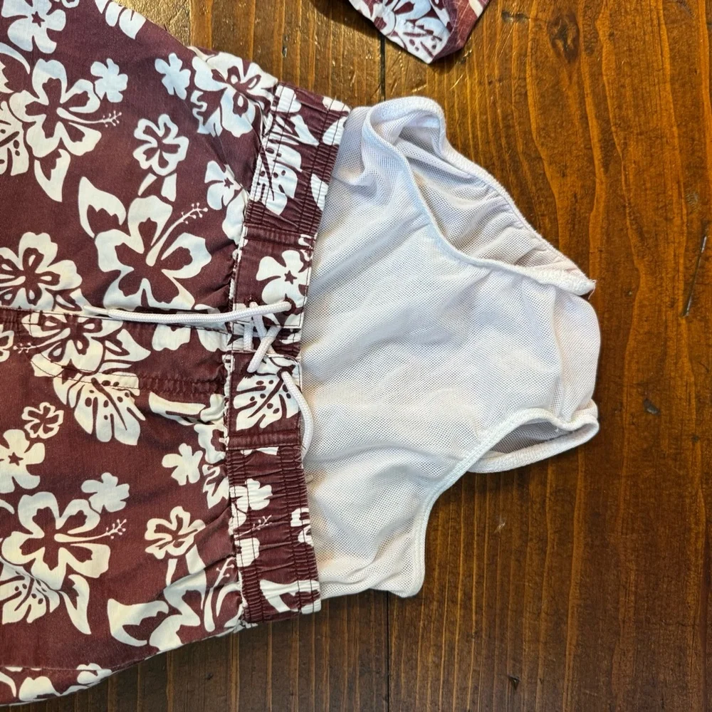 Janie and Jack- 4th of July Swim‎ Trunks and Shirt Set - Red and White
